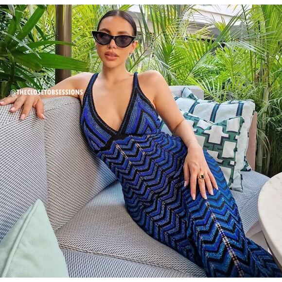 RARE!!! MANGO BLOGGER FAVE!!! Fitted Metallic Maxi Dress NWT - Picture 2 of 16